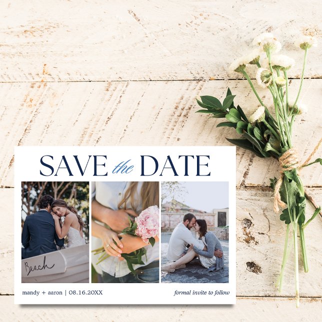 Elegant Three Photo Wedding Save The Date (Elegant Three Photo Wedding Save The Date)
