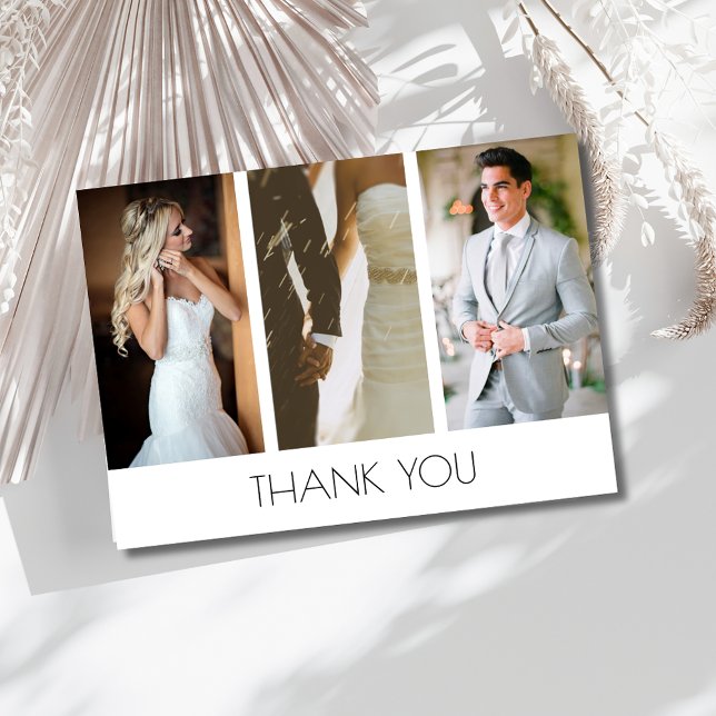 Elegant Three Photo Wedding Thank You (Elegant Three Photo Wedding Thank You)