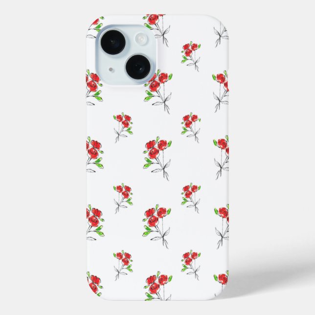 Elegant Three Red Roses Bouquet Floral Pattern | C Case-Mate iPhone Case (Back)