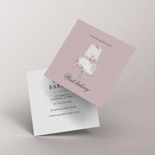 Elegant Three Tier Cake Bakery Square Business Card