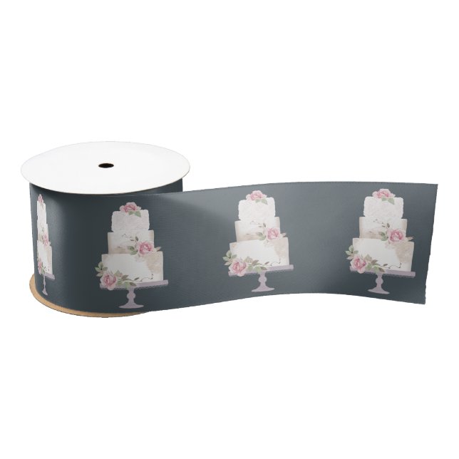 Elegant Three Tier Pastel Cake Satin Ribbon (Spool)