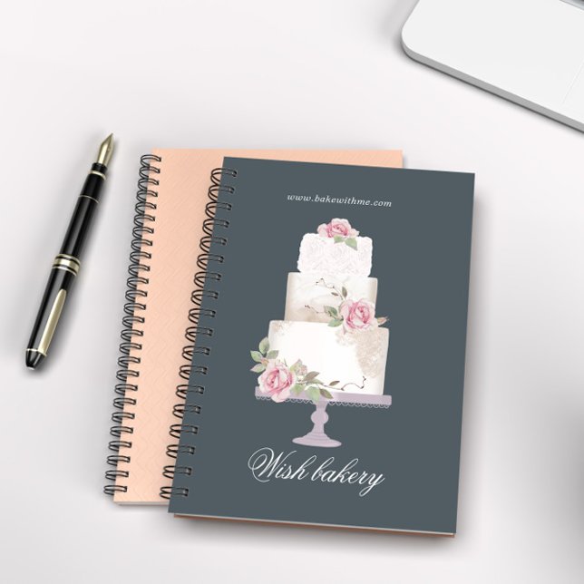 elegant three tier wedding cake monogram bakery notebook (Creator Uploaded)