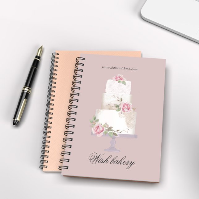 elegant three tier wedding cake monogram bakery notebook (Creator Uploaded)
