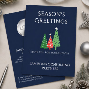Elegant Three Tree Business Christmas Navy Silver