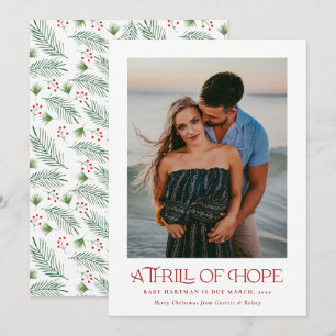 Elegant Thrill of Hope Announce Pregnancy Photo Holiday Card