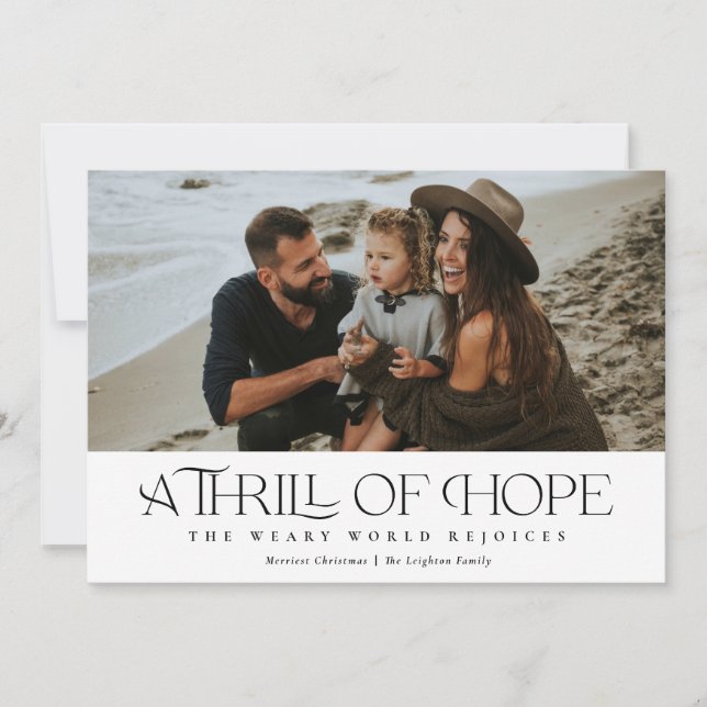 Elegant Thrill of Hope | Black Photo Christmas  Holiday Card (Front)