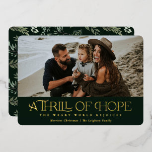 Elegant Thrill of Hope   Green Photo Christmas   Foil Holiday Card