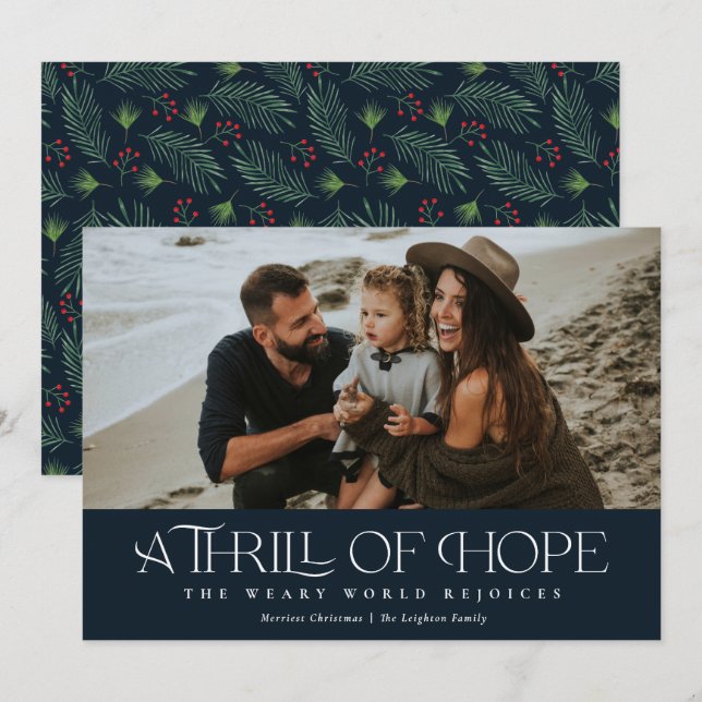 Elegant Thrill of Hope Photo Christmas   Holiday Card (Front/Back)