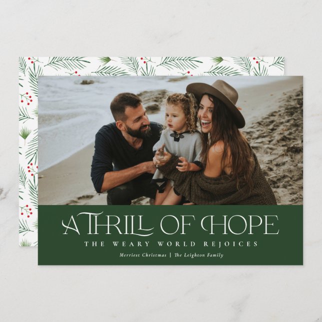 Elegant Thrill of Hope Photo Christmas Holiday Card (Front/Back)