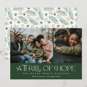 Elegant Thrill of Hope Two Photo Christmas    Holiday Card