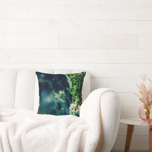 Elegant Throw Pillow - Blue Green Lichen (Couch)