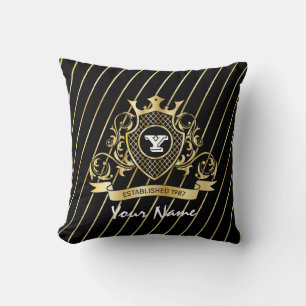 Elegant Throw Pillow with Gold Monogram