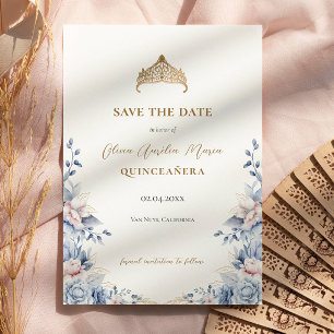 Elegant Tiara Floral Quinceañera Photo  Save The Date