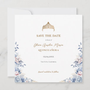 Elegant Tiara Floral Quinceañera Photo  Save The Date