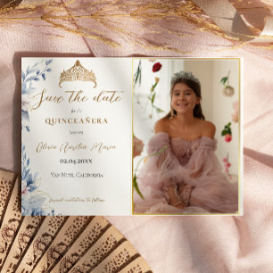 Elegant Tiara Quinceañera Photo Save the date