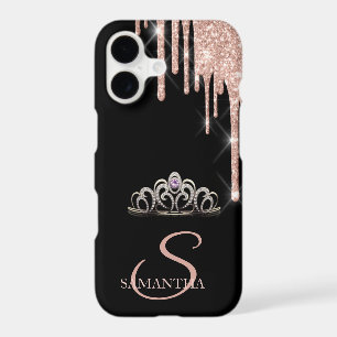 Elegant Tiara Rose Gold Glitter Drips