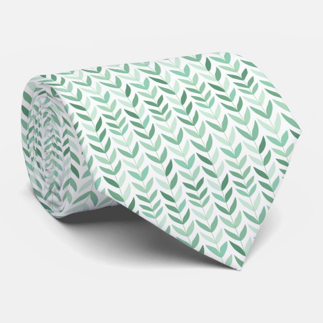 Elegant Tie with Subtle Mint Pattern (Rolled)
