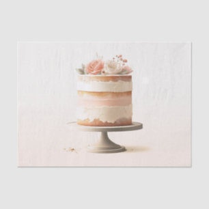 Elegant Tier Blush Floral Wedding Cake Bakery  Tissue Paper