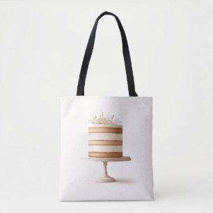 Elegant Tier White Floral Cake Bakery Kitchen Tote Bag