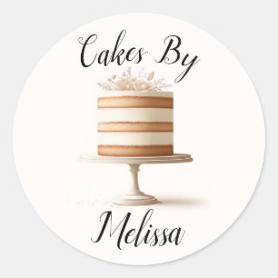 Elegant Tier White Floral Wedding Cake Bakery Classic Round Sticker