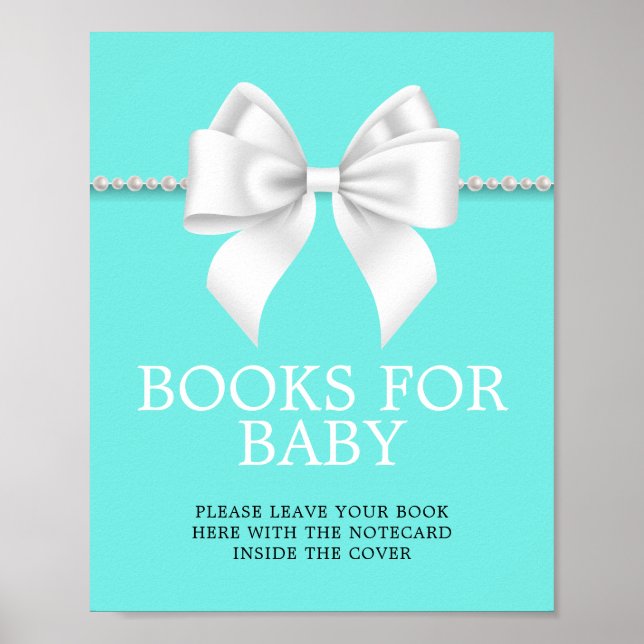 Elegant Tiffany Baby Shower Books for Baby Sign (Front)