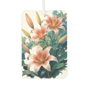 Elegant Tiger Lilies Floral Arrangement Illustrati Car Air Freshener