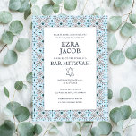 Elegant Tile Pattern Custom B'nai Bat Bar Mitzvah  Invitation<br><div class="desc">Perfect card to announce a bar mitzvah, bat mitzvah or other Jewish celebration! Hand made art for you! FULLY CUSTOMIZABLE! Click on “Personalise” above to edit the text. Click "edit using design tool" to adjust the fonts, colours and placements and to delete the back side design if you prefer. Also...</div>