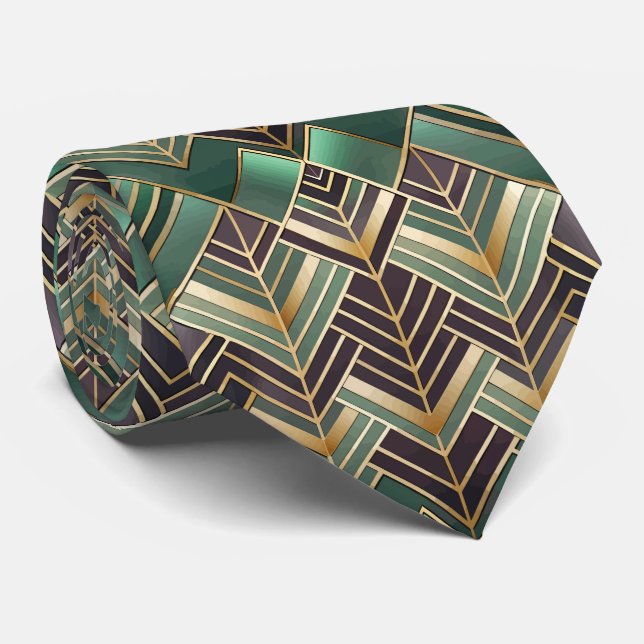Elegant tiled Art Deco pattern  Tie (Rolled)