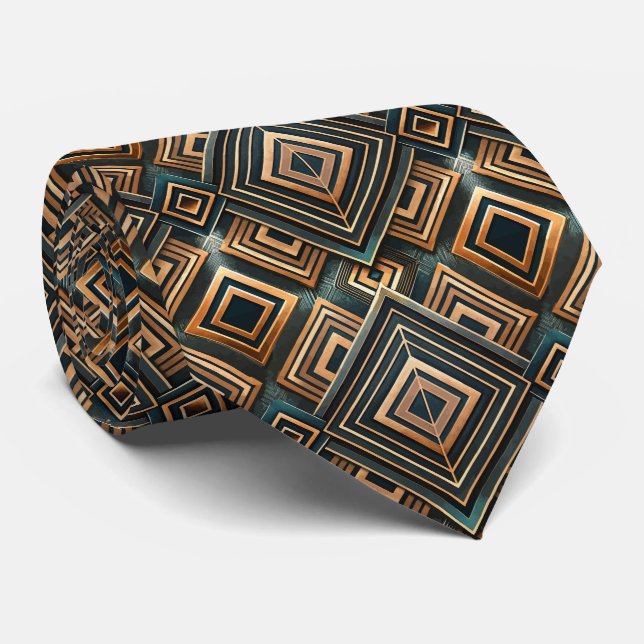 Elegant tiled Art Deco pattern  Tie (Rolled)