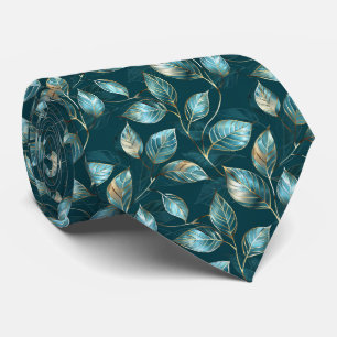 Elegant tiled green leaf pattern tie
