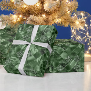 elegant tiled green pattern Christmas  Wrapping Paper
