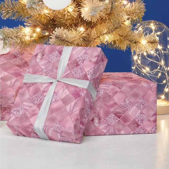 elegant tiled pink pattern Christmas Wrapping Paper (Holidays)