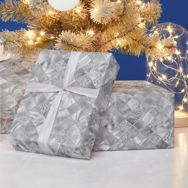 elegant tiled silver pattern Christmas Wrapping Paper (Holidays)