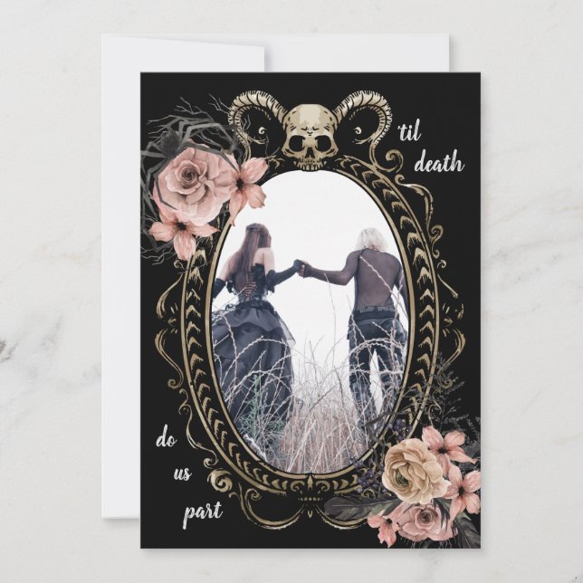 Elegant Till Death Do Us Part Gothic Save the Date (Front)