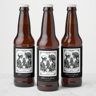 Elegant Till Death Do Us Part Gothic Wedding  Beer Bottle Label