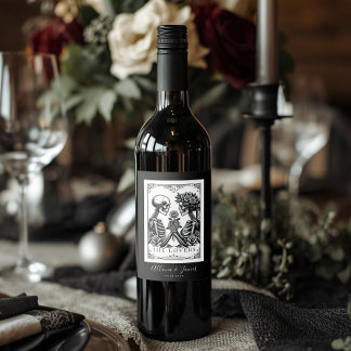 Elegant Till Death Do Us Part Gothic Wedding Wine Label