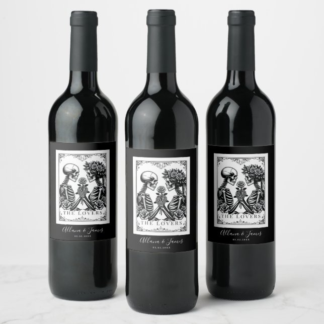Elegant Till Death Do Us Part Gothic Wedding  Wine Label (Bottles)