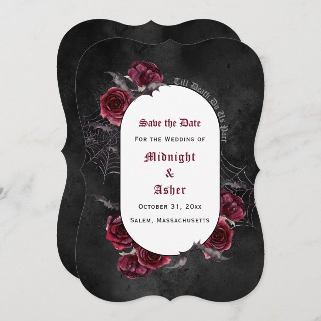 Elegant Till Death Do Us Part Roses Save The Date (Front/Back)