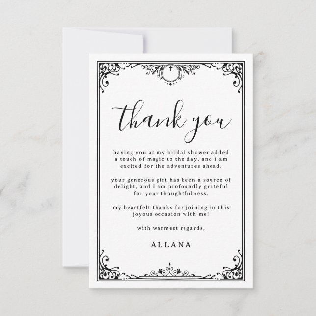Elegant Till Death Do Us Part Tarot Bridal Shower Thank You Card (Front)