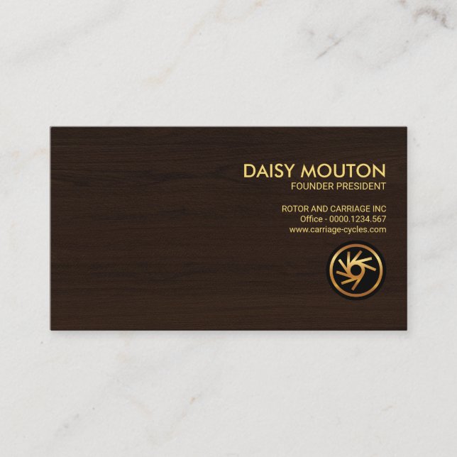 Elegant Timber Grain Minimalist Corporate CEO Business Card (Front)