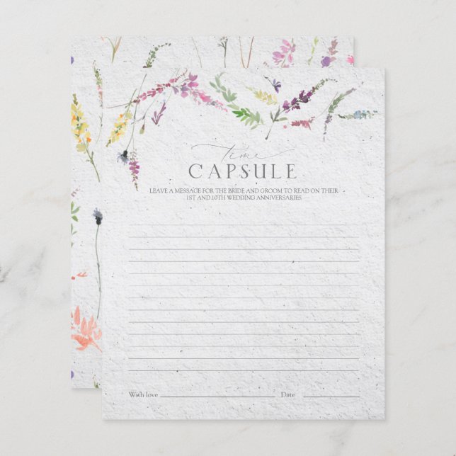 Elegant Time Capsule Wildflower Floral Shower Game (Front/Back)