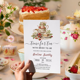 Elegant time for Tea Party Bridal Shower Invitation
