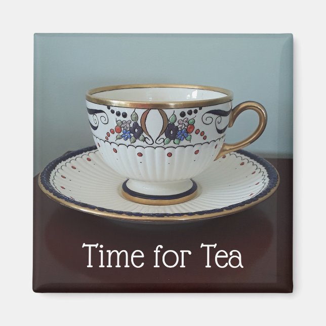 Elegant Time for Tea Teacup Magnet (Front)