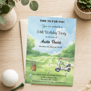 Elegant Time to Par-Tee 54th Golf Birthday Party Invitation