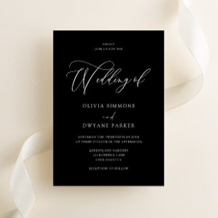 Elegant Timeless Black & White Modern Wedding Invitation