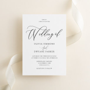 Elegant Timeless Modern Script Wedding Invitation