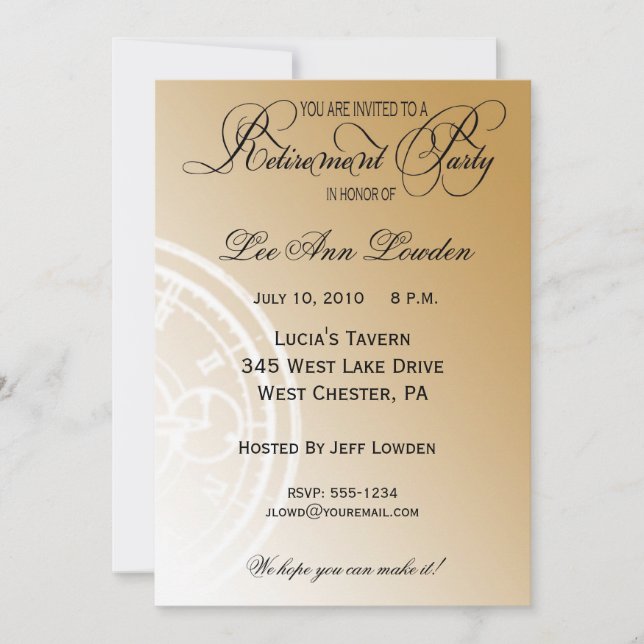 Elegant, Timeless Retirement Party Invitation (Front)