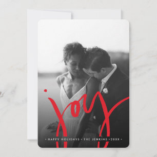 Elegant  Timeless Simple JOY   RED HOLIDAYS PHOTO Holiday Card