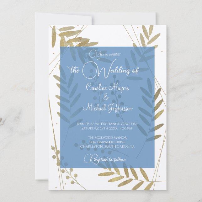 Elegant Timeless Soft Gold Floral Accents Invitation (Front)