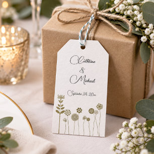 Elegant Timeless Soft Gold Floral Minimalism Gift Tags